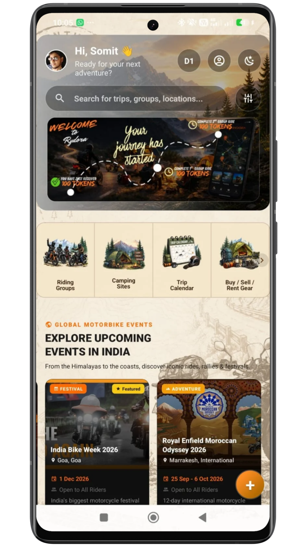 Rydora app — group ride planning