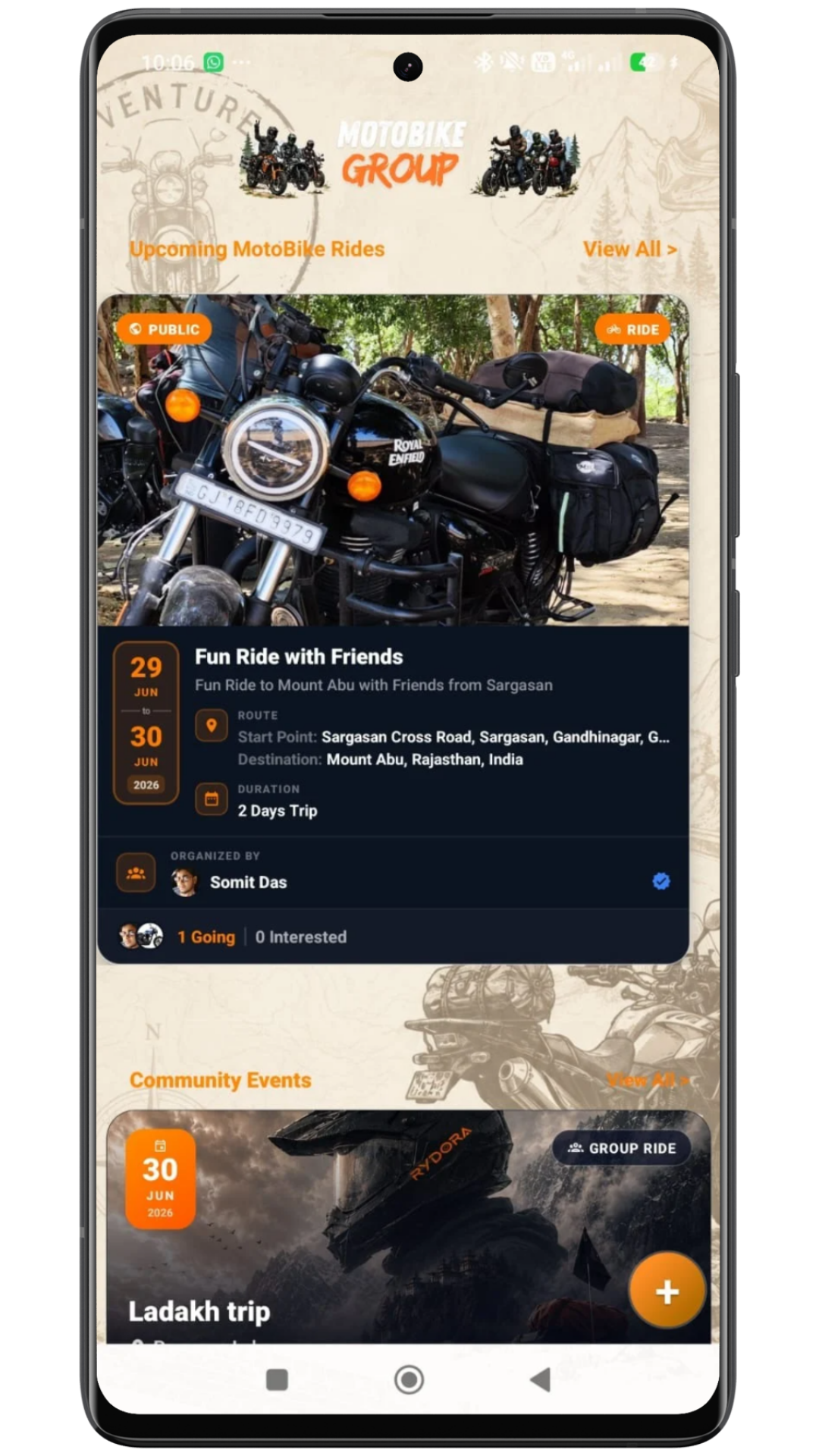 Rydora app — ride planning